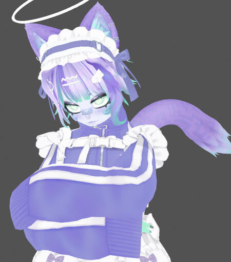 New cute maid fit! good kitty: - outfit (I edited the color): https://onikunickman.booth.pm/items/5152014 - face bandaids and earrings (I edited it): https://booth.pm/en/items/7172129